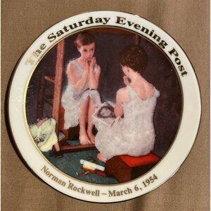 1954 Girl At Mirror 3.5” Collector Plate Norman Rockwell Saturday Evening Post